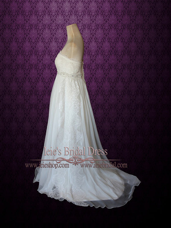 Maternity Wedding Dress Strapless Empire Waist Chiffon Hollie Ieie 0044