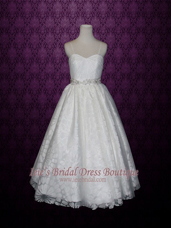 Floral A-line Wedding Dress with Thin Straps | Hannah – ieie