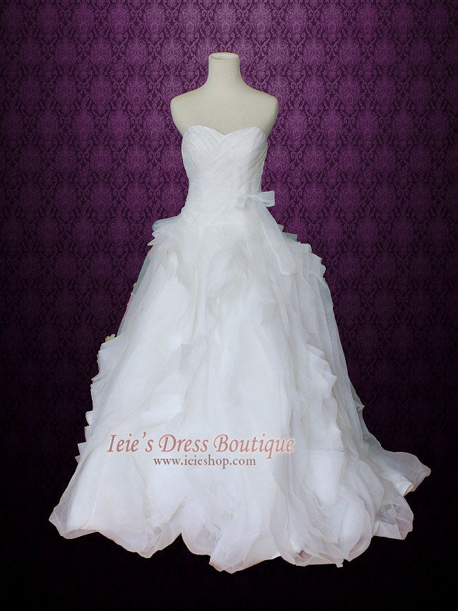 ruffled ball gown wedding dress