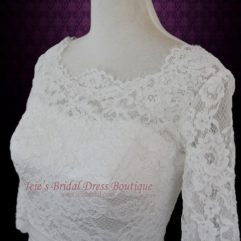 Vintage Modest Lace Wedding Dresss with Long Sleeves – ieie Bridal