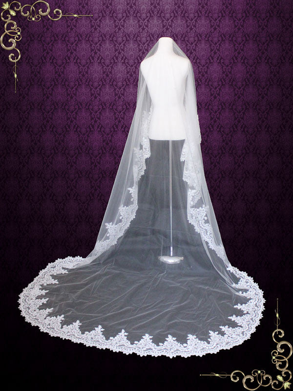 Mantilla Wedding Veil ,Lace Mantilla Veil in Cathedral, Lace Mantilla Wedding  Veil, Bridal Veil – MWBRIDALSTORE