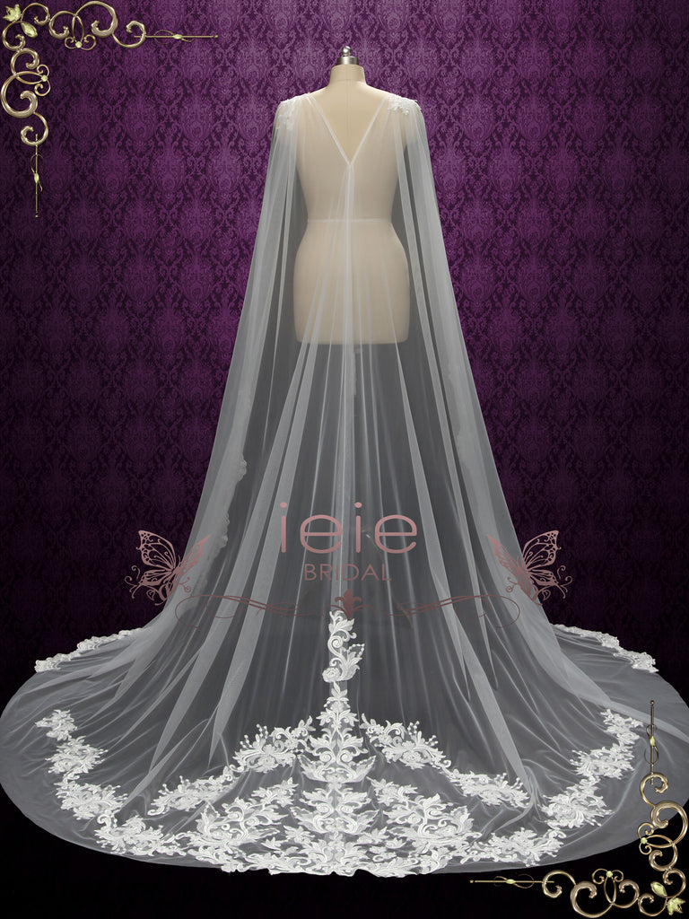 wedding dress with cape train