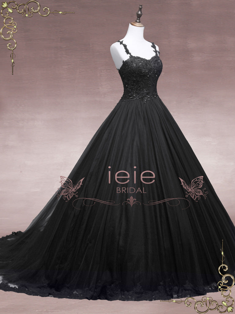 black lace wedding dress with sleeves