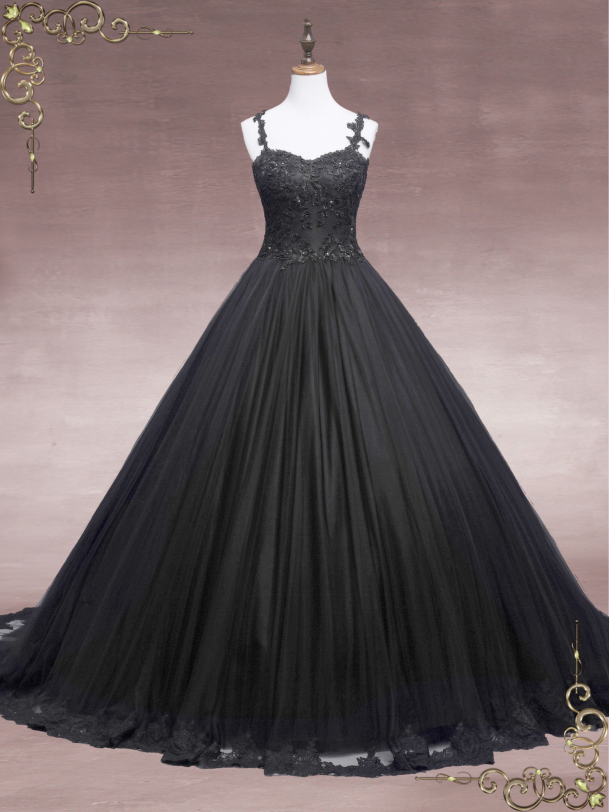 black gown wedding dress