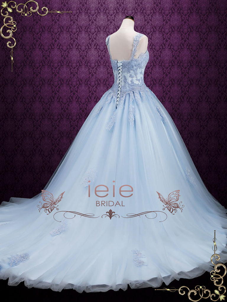 blue ball gown wedding dress