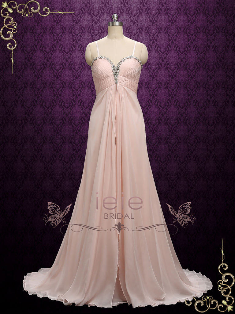 Blush Pink Chiffon Maid Of Honor Bridesmaid Dress A9 6504