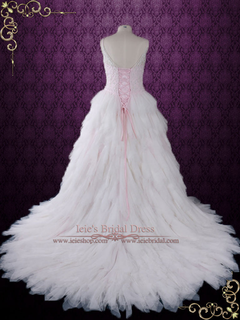 Blush Pink Wedding Dress with Ruffle Skirt | Tammie