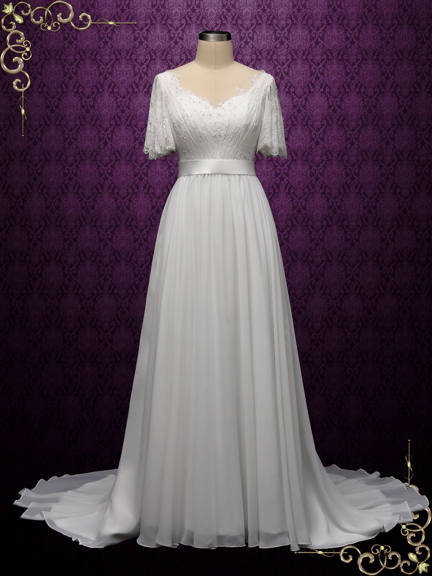 vintage chiffon wedding dress