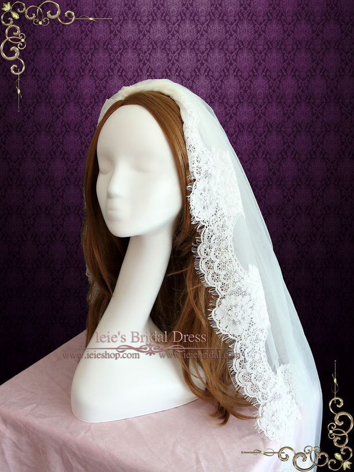 Cathedral Length French Alencon Lace Wedding Veil Vg1060 Ieie Bridal