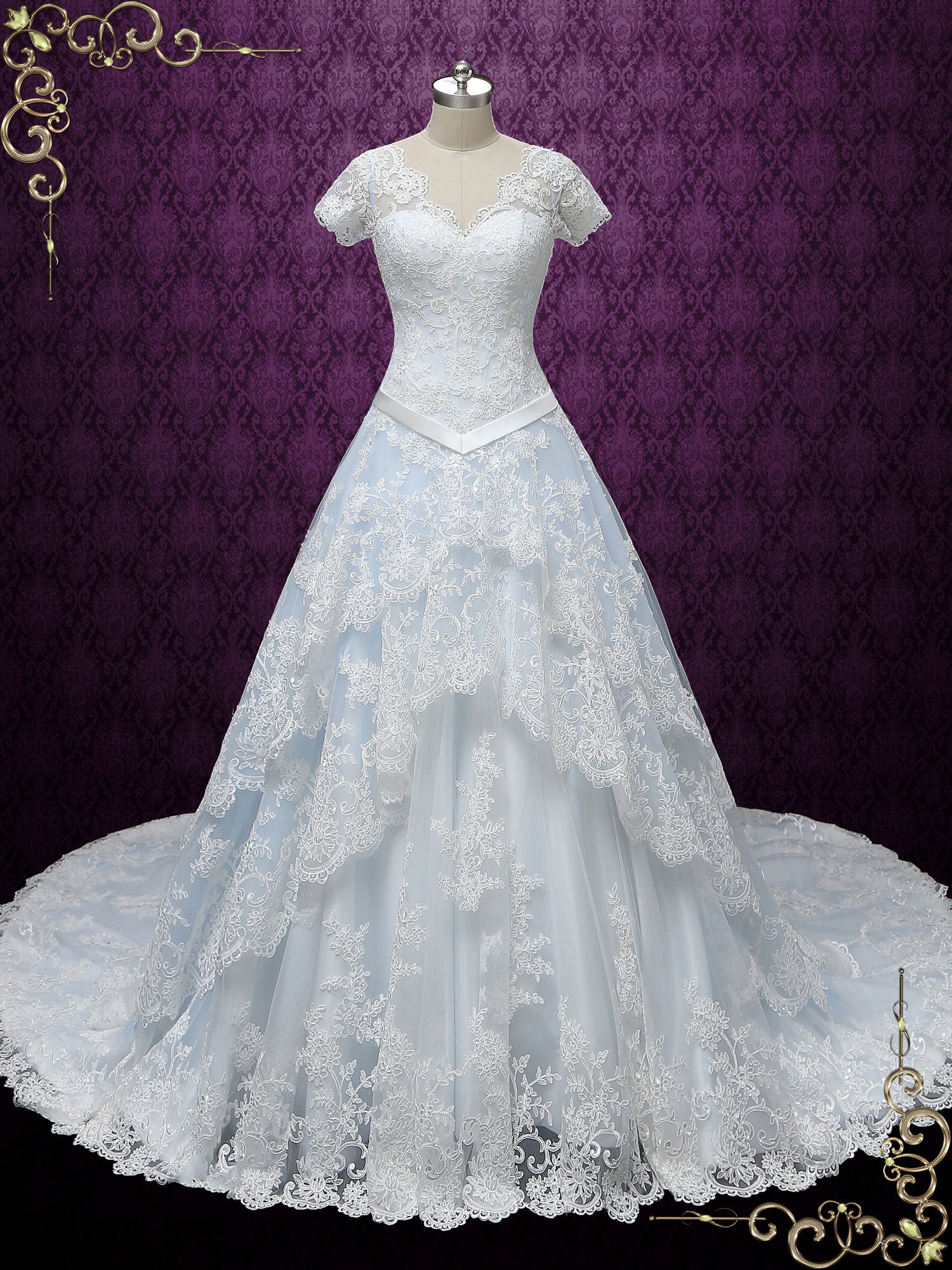 Blue Cinderella Style Princess Wedding Dress Karina Ieie Bridal 0831