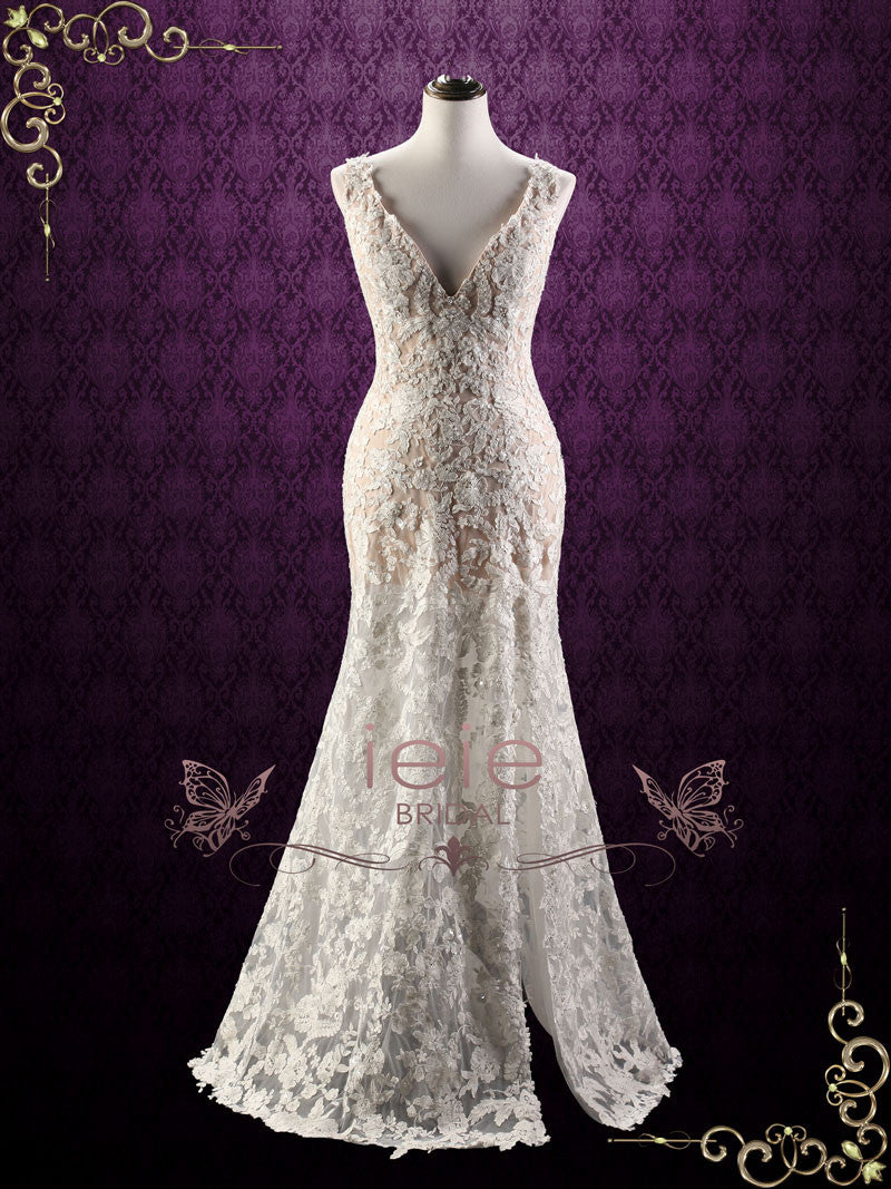 Convertible Lace Wedding Dress with Detachable Skirt | Arina – ieie Bridal