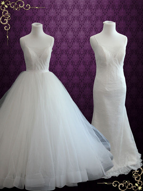 ball gown wedding dress with detachable skirt