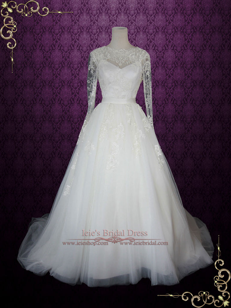 open back lace long sleeve wedding dress