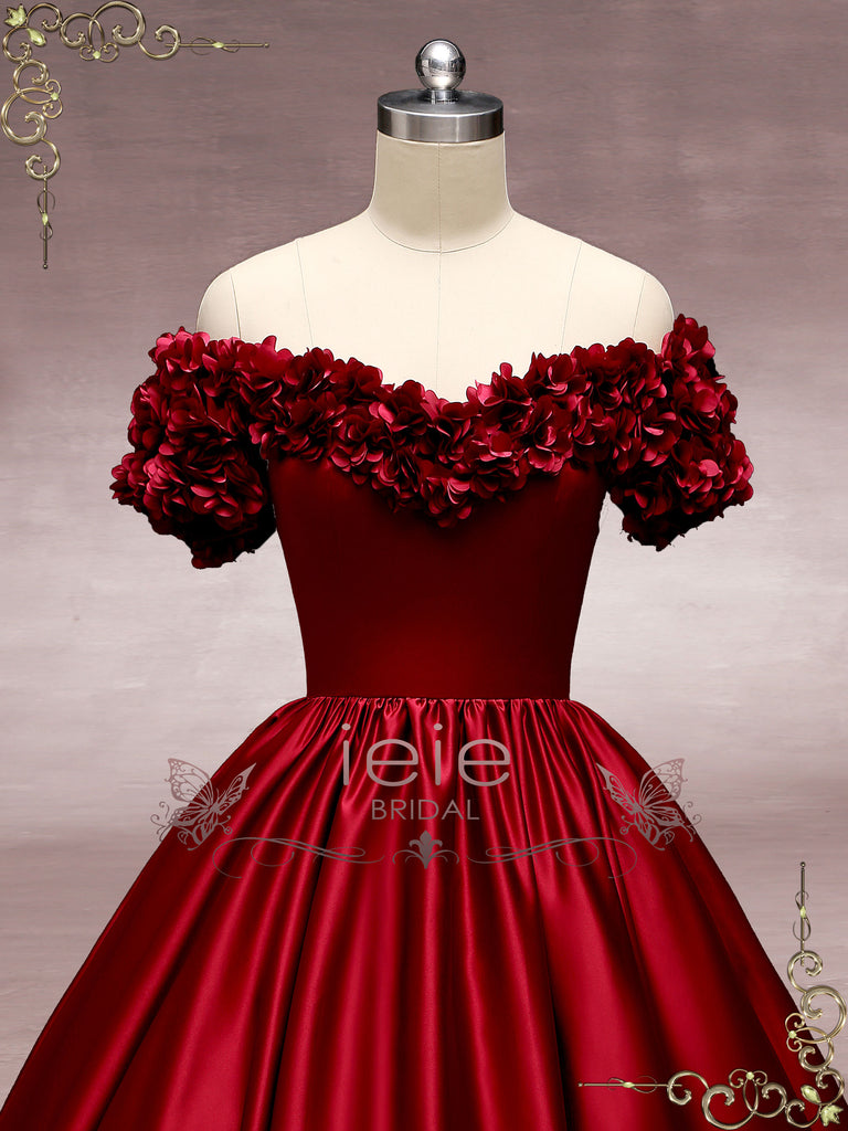 dark maroon wedding dress