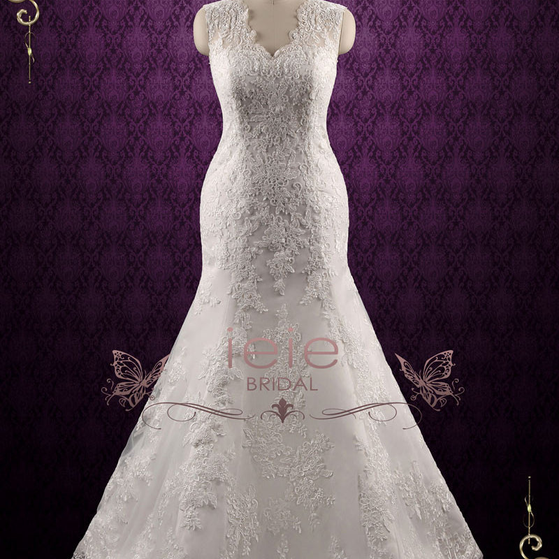 Elegant Lace Fit and Flare Wedding Dress | Joanna – ieie