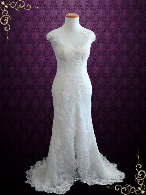 silk wedding dress with lace overlay