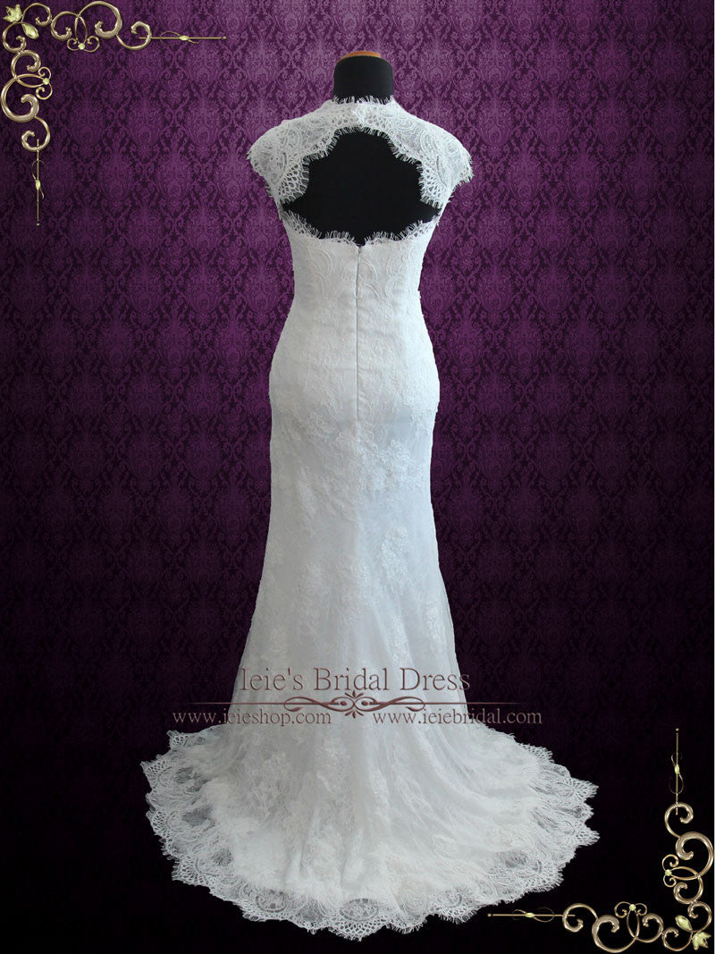 Elegant Keyhole Back French Lace Wedding Dress with Silk Lining | Elir ...
