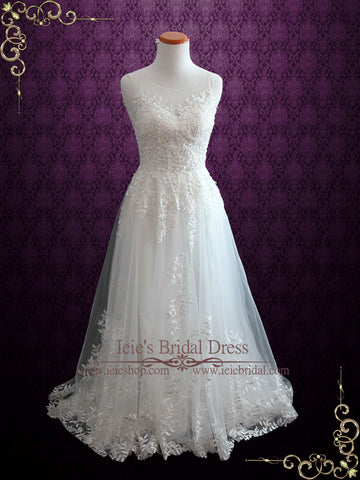 Fairytale Lace Wedding Dress with Illusion Neckline | Iris – ieie Bridal