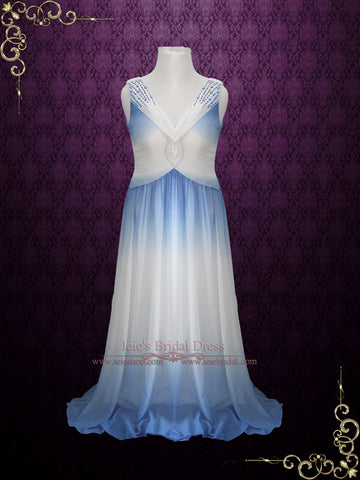 Grecian Blue Changing Color Chiffon Formal Prom Dress Size 10 – ieie Bridal