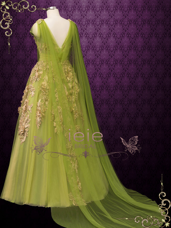 Green Gold Lace Wedding Dress Julianne Ieie Bridal 