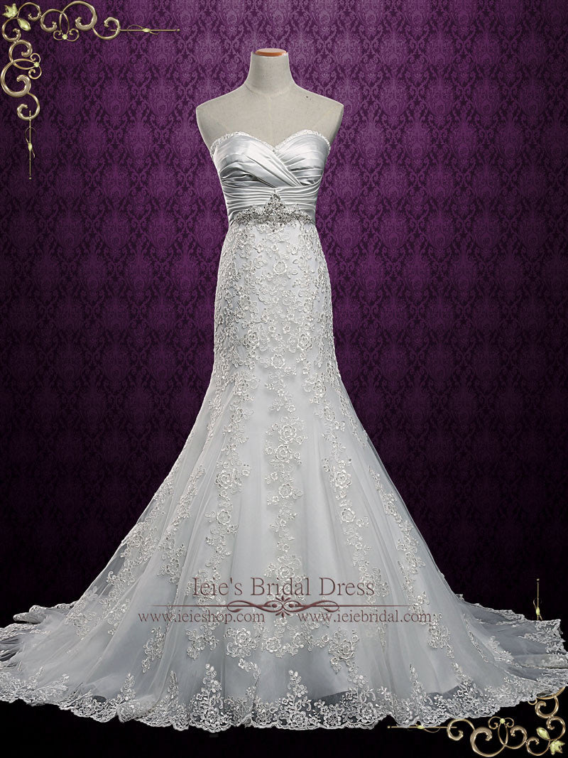 Strapless Lace Mermaid  Wedding  Dress  with Sweetheart  