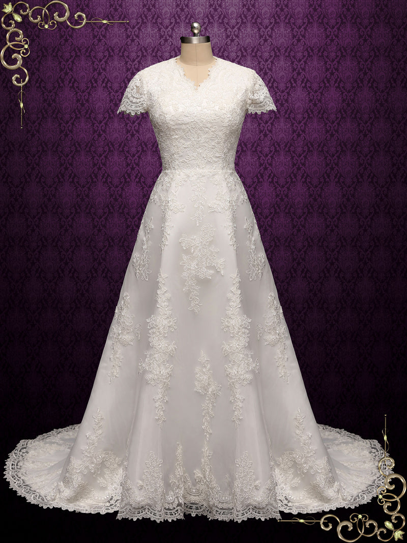Modest Mermaid Lace Wedding Dress Bateau Neckline | Amy – ieie