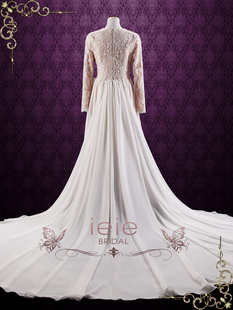 long sleeve lace sheath wedding dress