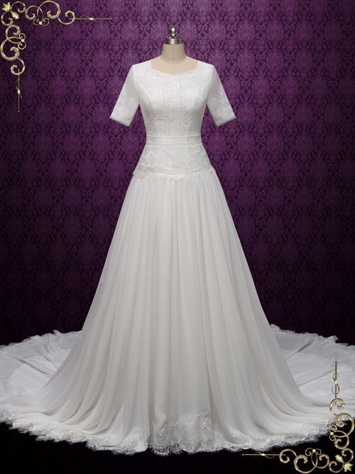 modest short sleeve wedding dresses