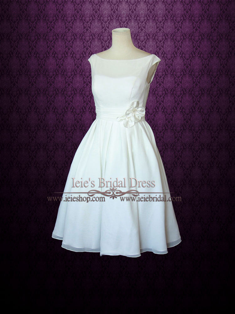 Simple Yet Elegant Modest Retro 50s Knee Length Ivory Wedding Dress TR ...