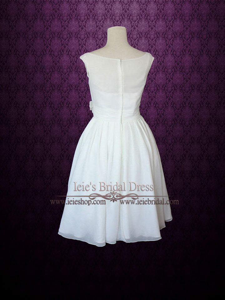Simple Yet Elegant Modest Retro 50s Knee Length Ivory Wedding Dress TR ...
