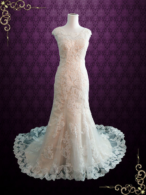 cap sleeve lace wedding dress vintage