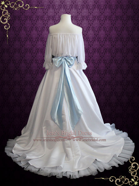 Gypsy Off Shoulder 2 Piece Ball Gown Style Wedding Dress 