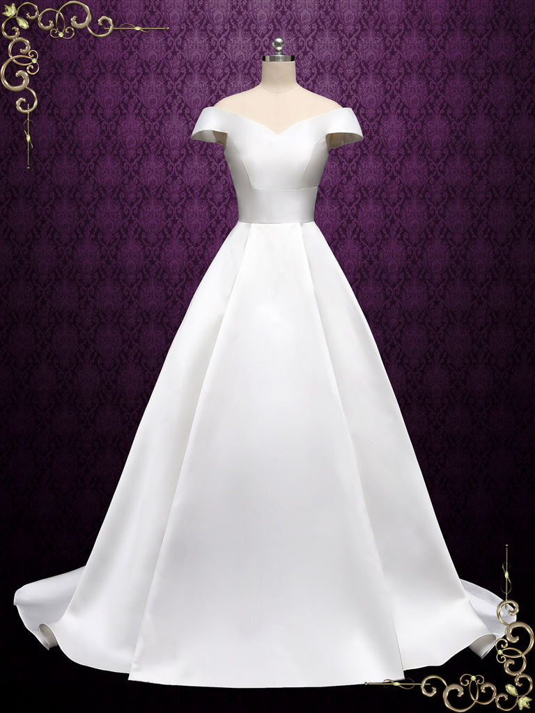 off shoulder simple wedding dress