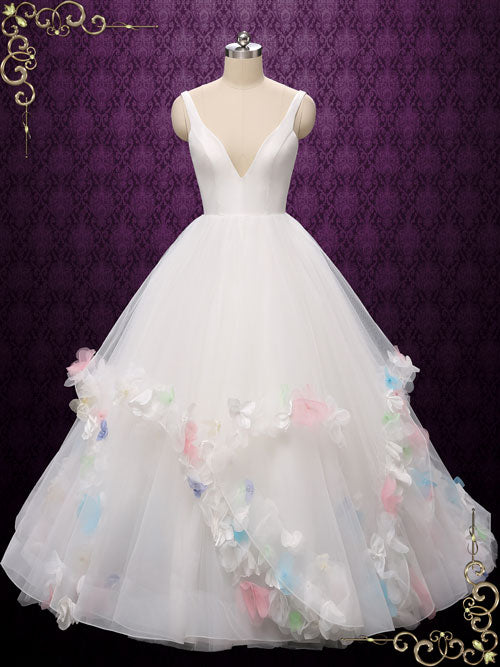 flowers on wedding dress