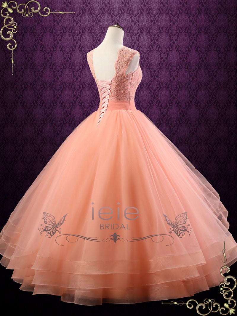  Peach  Colored Ball  Gown  Wedding  Dress  Persi ieie Bridal 