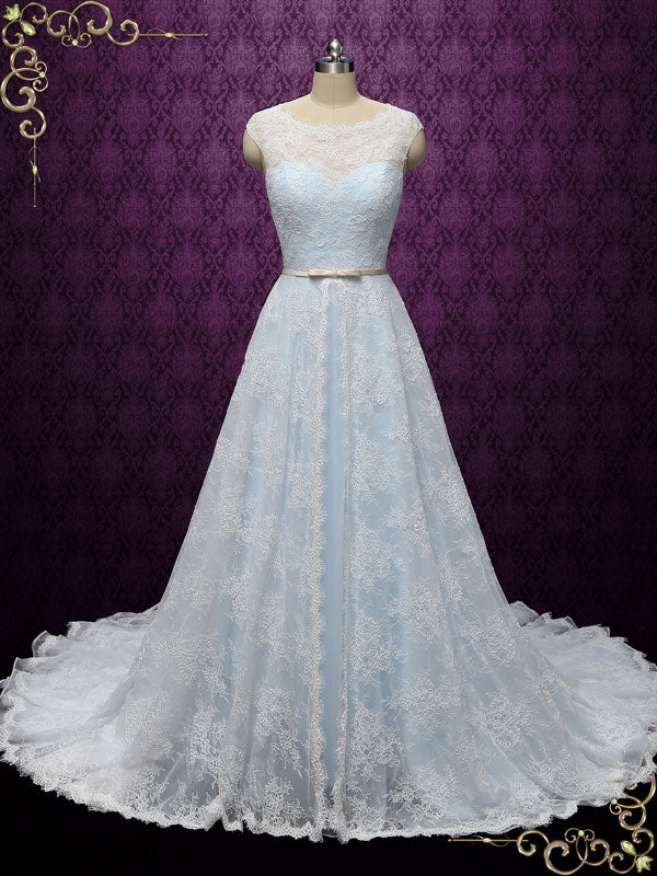 blue lace wedding gown