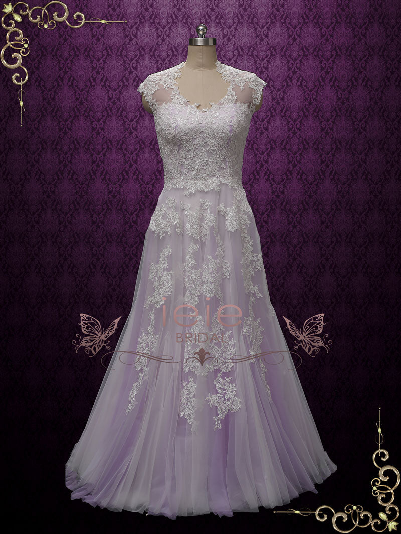 Lavender Purple Boho Beach Lace Wedding Dress Korynne Ieie 