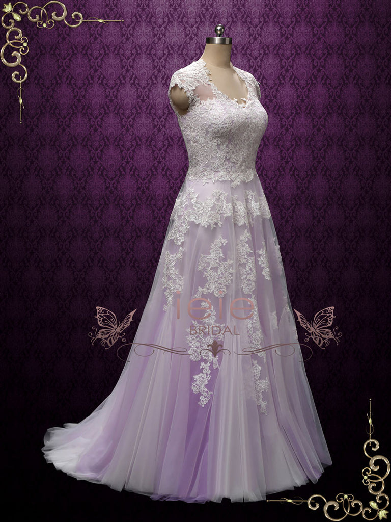 lavender lace wedding dress