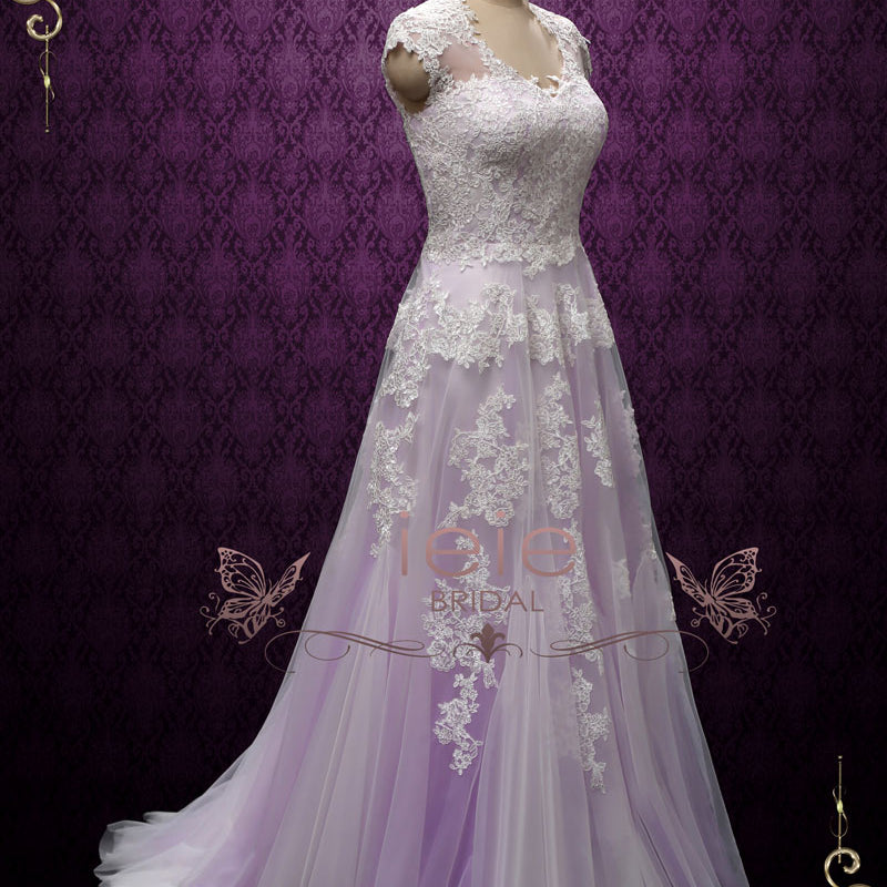 Lavender Purple Boho Beach Lace Wedding Dress Korynne Ieie 0313