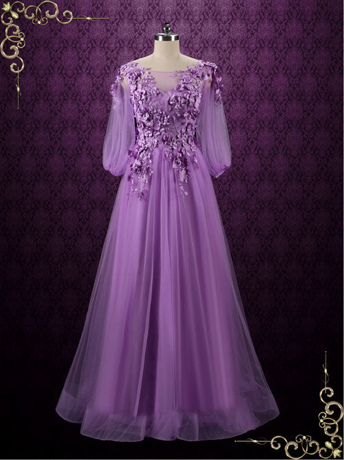 purple formal evening gowns