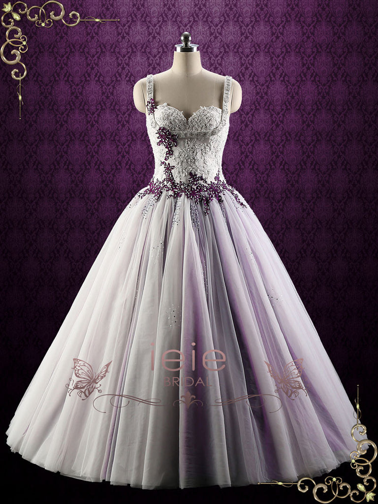 purple wedding dress with sleeves