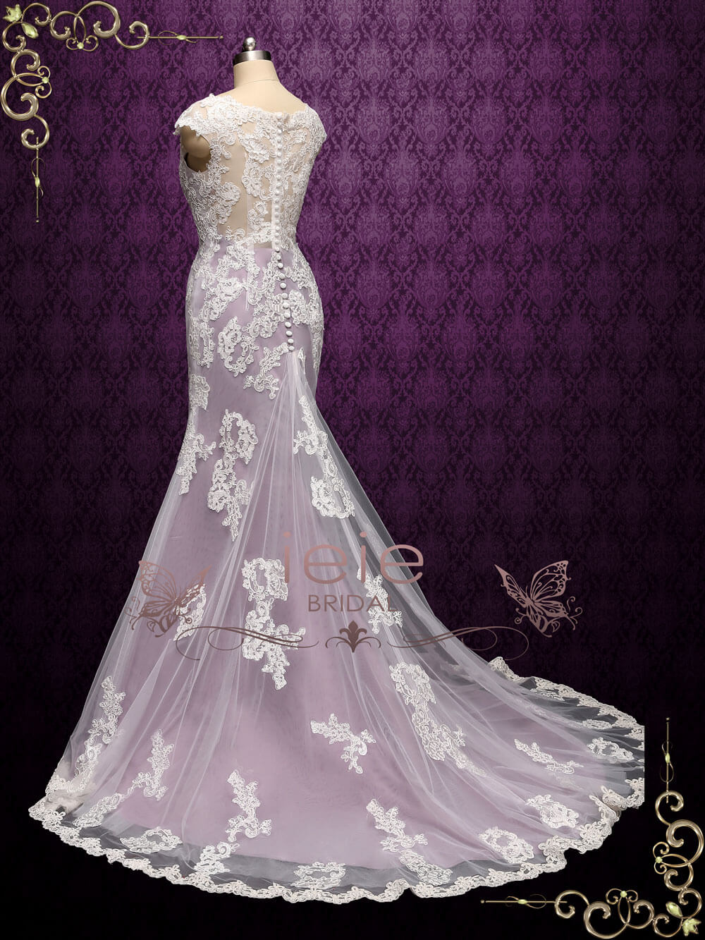 purple mermaid wedding dress