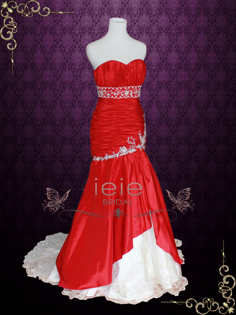 red mermaid wedding gown