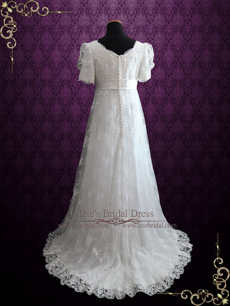 Regency Style Lace Wedding Dress with Empire Waist | Amiee