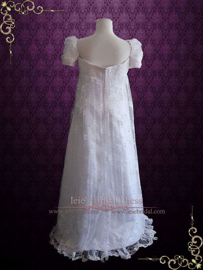 1920s Regency Style Empire Waist Lace Wedding Dress | Emma