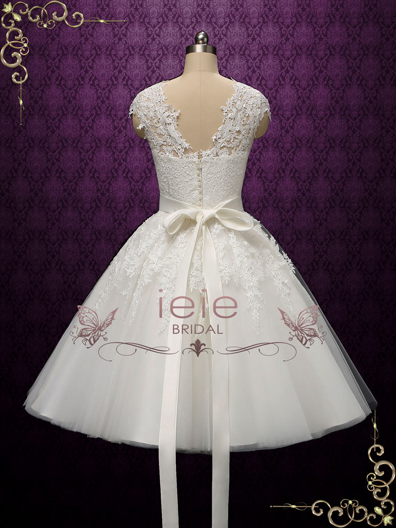 Retro Vintage Tea Length Lace Wedding Dress KLARA – ieie Bridal