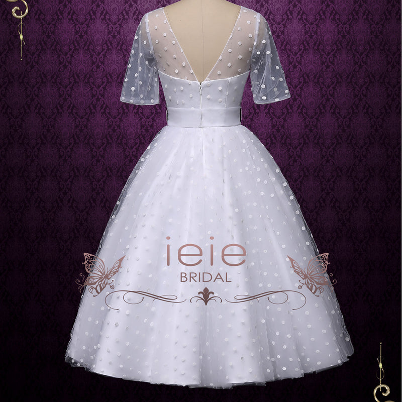 Retro Tea Length Wedding Dress with Polka Dot | BRIDGET – ieie