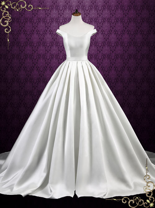 simple satin ball gown wedding dress