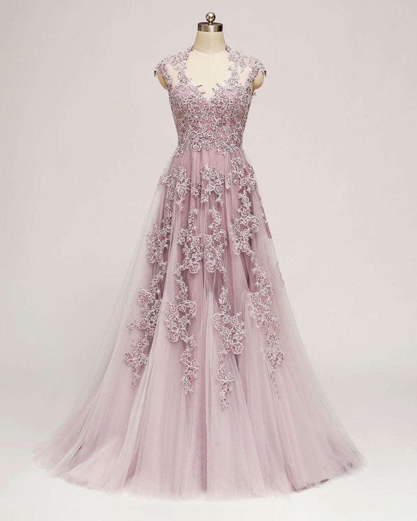 Dusty Pink Lace Wedding Dress KORYNNE – ieie Bridal