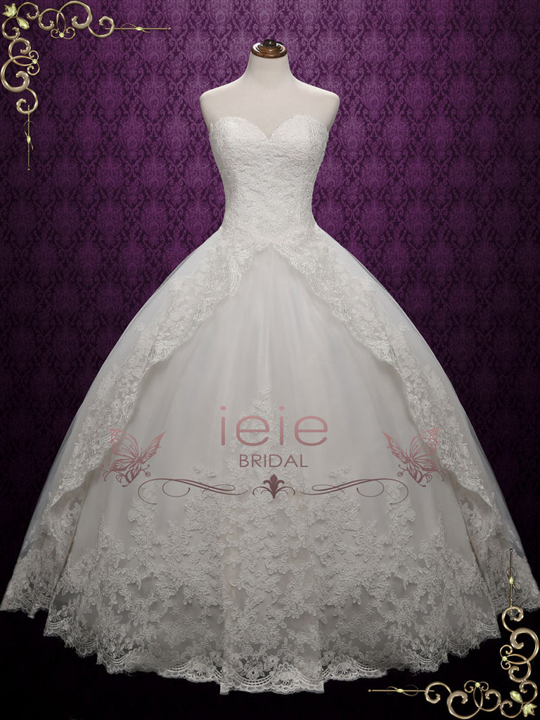 Strapless Ball Gown Lace Wedding Dress Katrina 1732